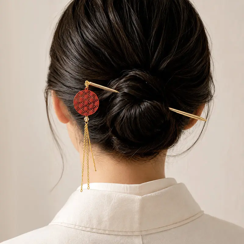 Japanilainen Kanzashi - Punainen Asanoha