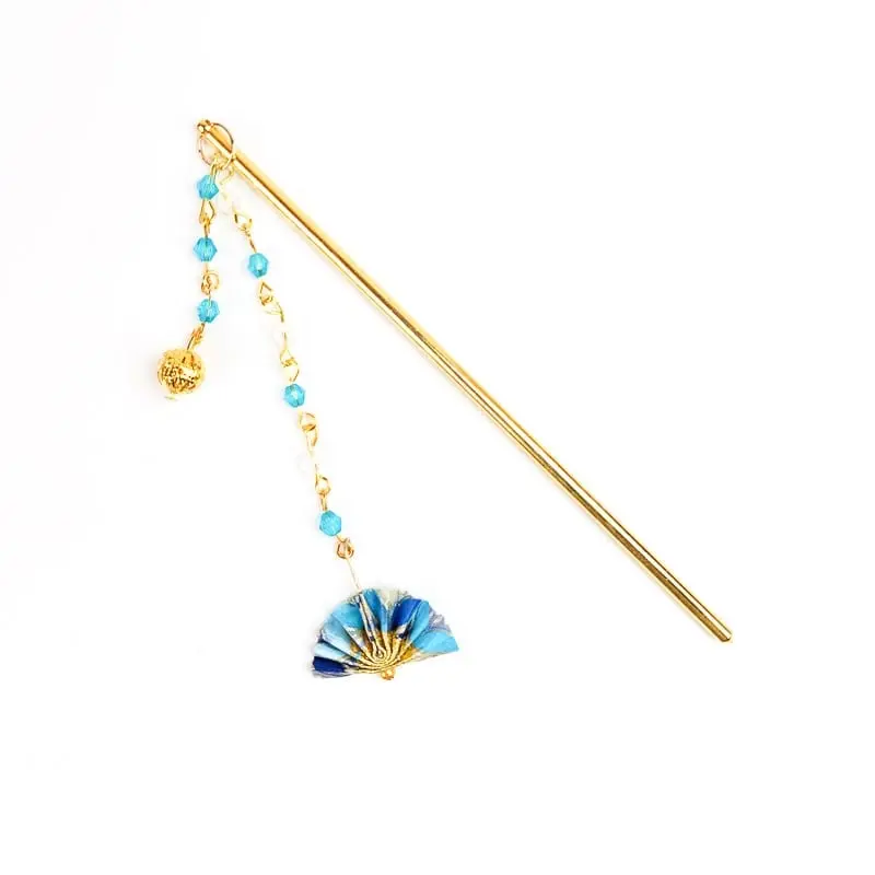 Japanilainen Kanzashi sininen tuuletin