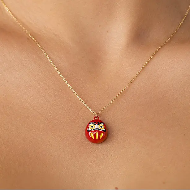 Japanilainen Kaulakoru - Pieni Daruma Riipus