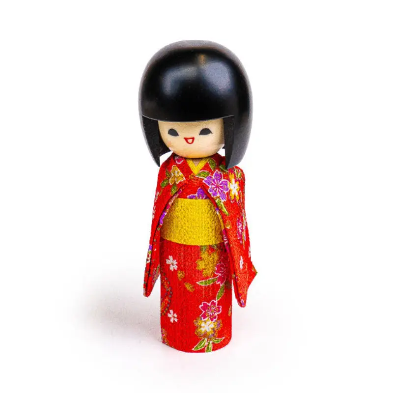 Japanilainen Kokeshi Nukke - Egao Punainen