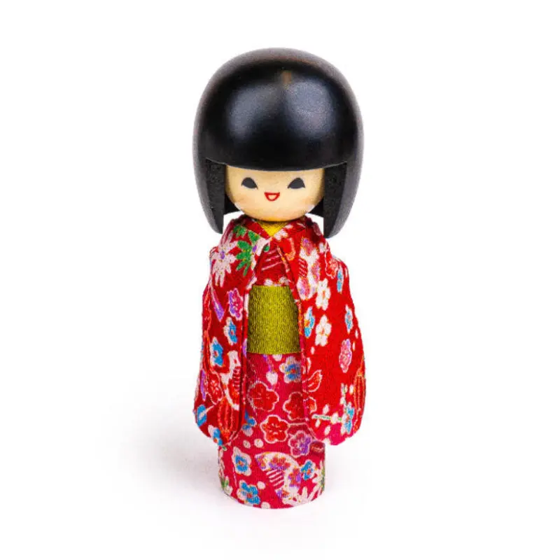 Japanilainen Kokeshi Nukke - Egao Vaaleanpunainen