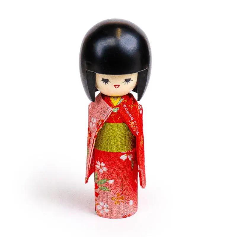 Japanilainen Kokeshi Nukke - Punainen Kimono