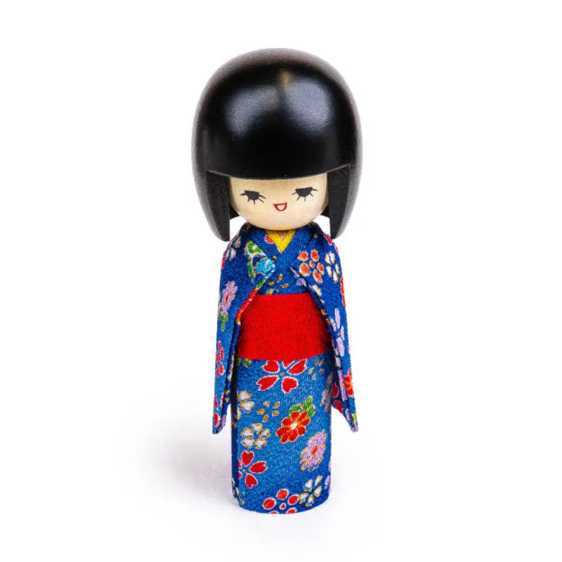 Japanilainen Kokeshi Nukke - Sininen Kimono