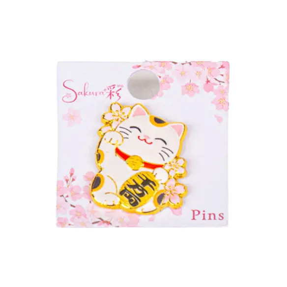 Japanilainen metallinen Maneki-Neko-pinssi