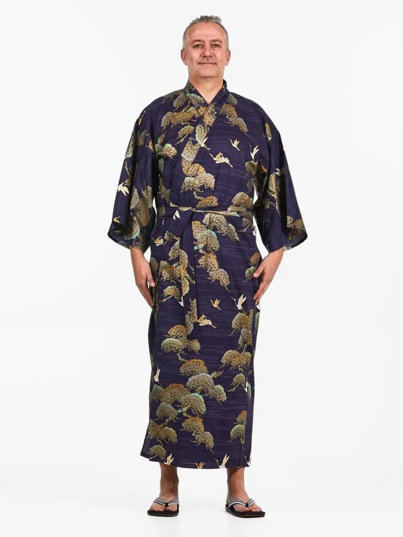 Japanilainen miesten kurki & mänty Kimono