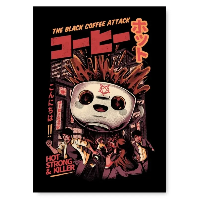 Japanilainen musta kahvi juliste