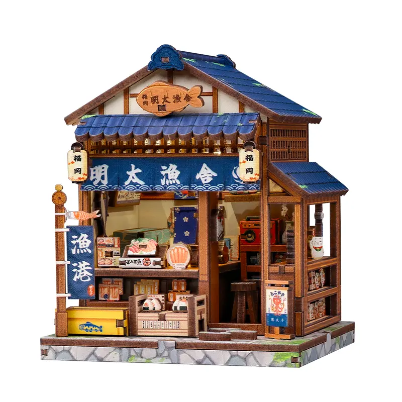 Japanilainen pieni puutalorakennussarja Fukuoka Mentaiko Kitchen