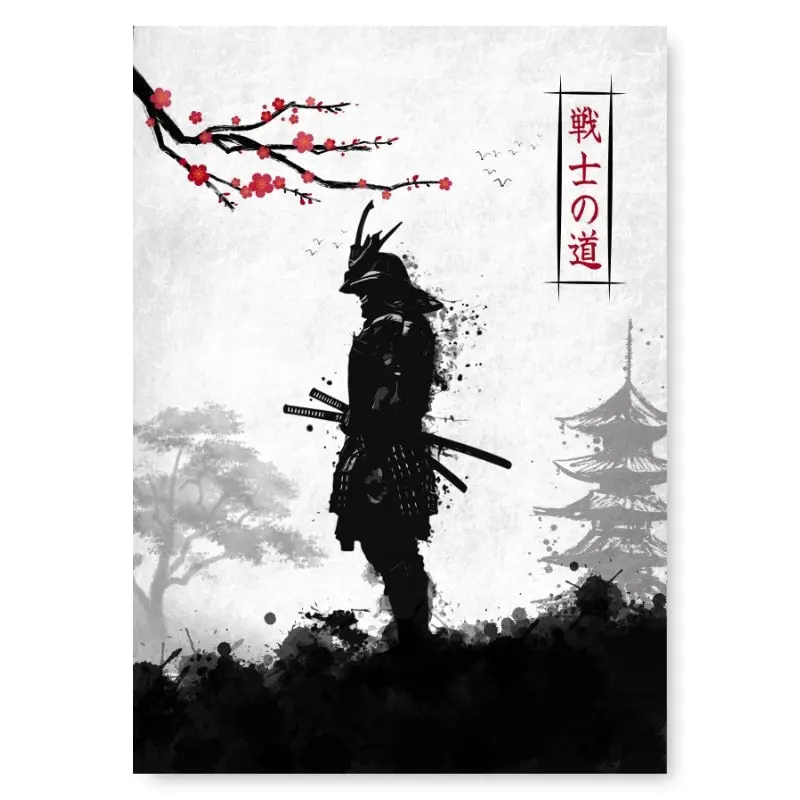 Japanilainen samurai soturi juliste