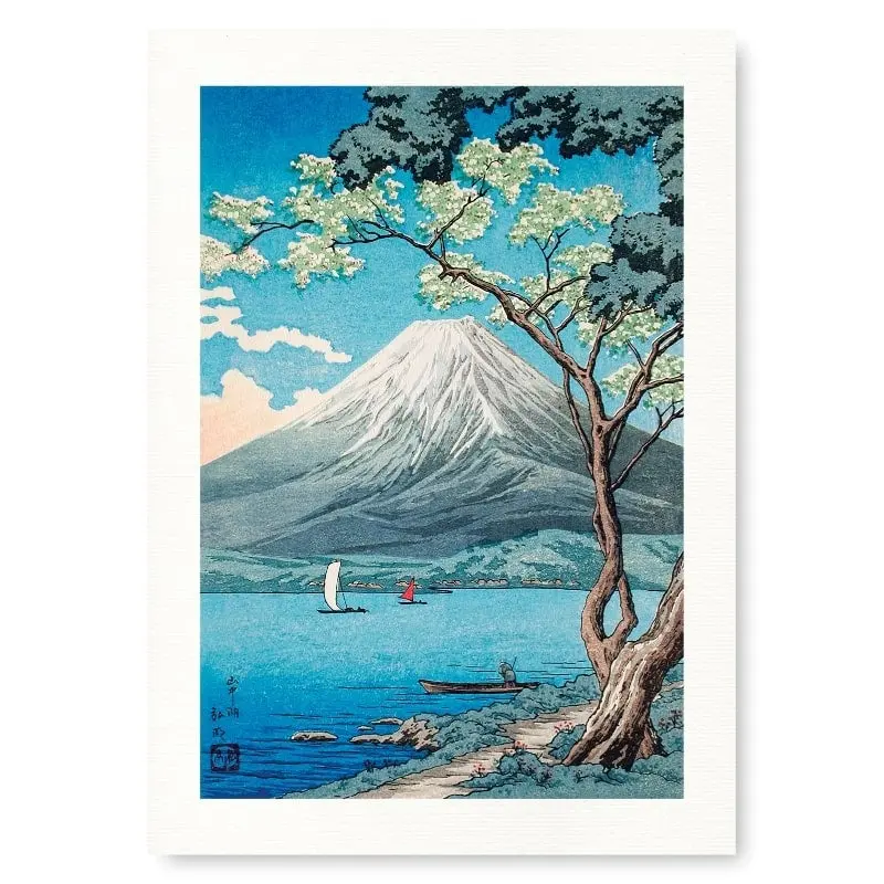 Japanilainen tuloste Yamanaka-järvi