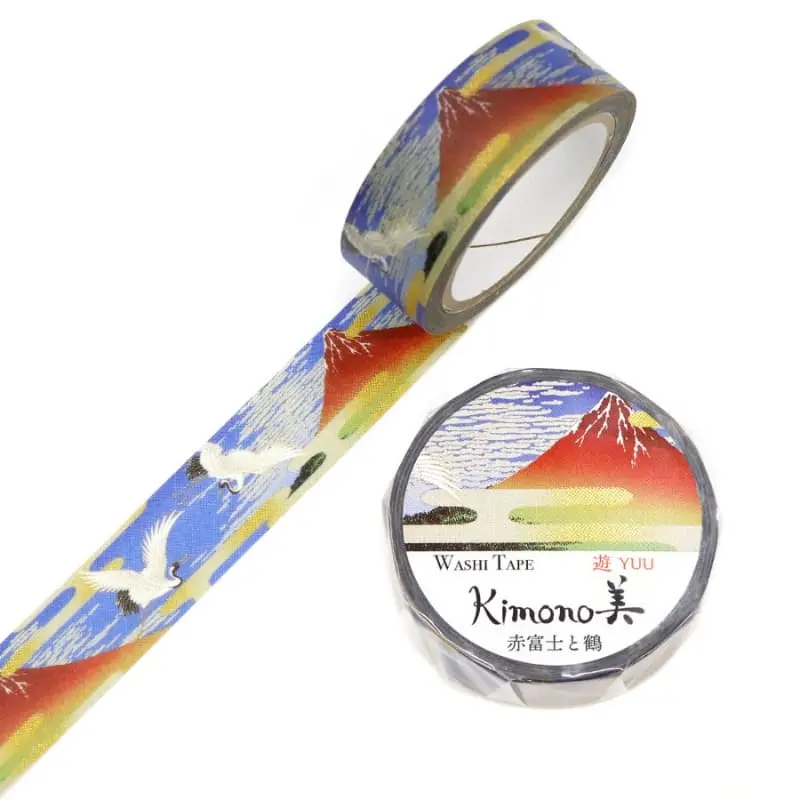 Japanilainen Washi Tape Fuji Punainen ja Crane