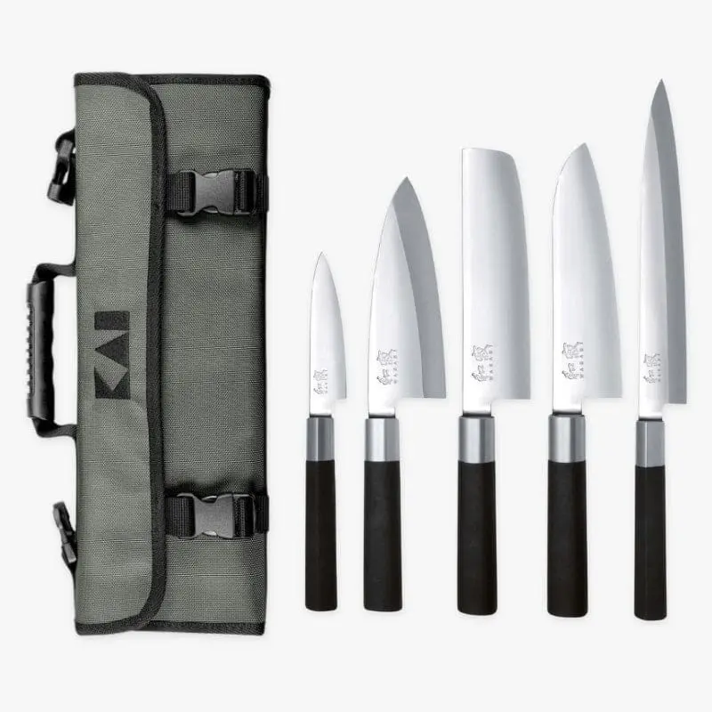 KAI Wasabi Musta 5 Japanilainen veitsi Case