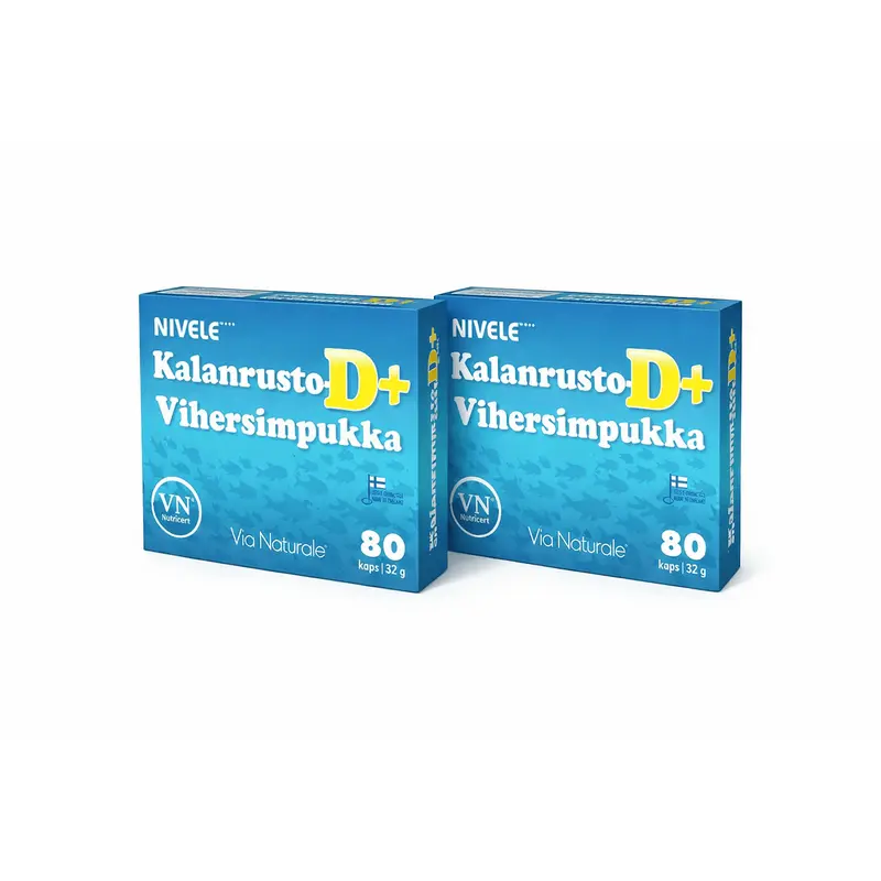 Kalanrusto-Vihersimpukka D+ ,2 x 80 kaps, Säästöpakkaus,Via Naturale