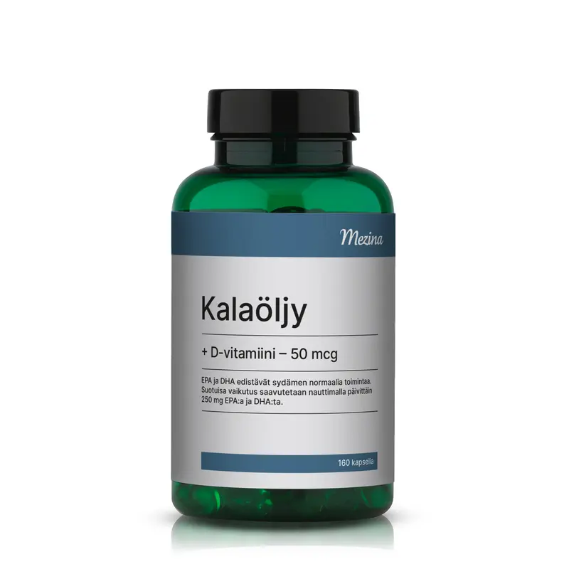 Kalaöljy + D-vitamiini 50 mcg 160 kaps, Mezina