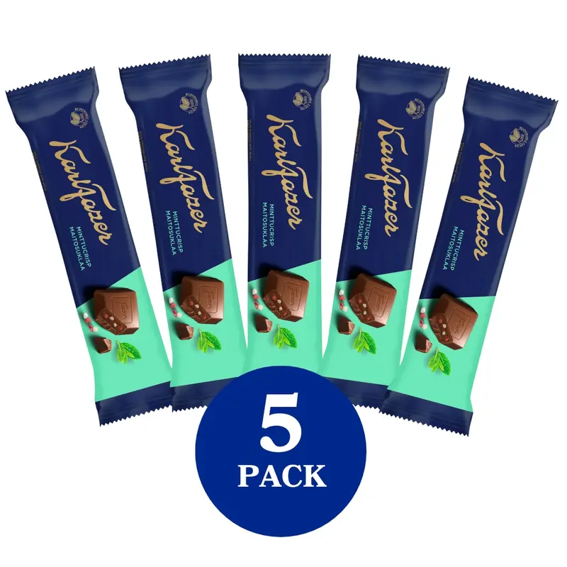 Karl Fazer maitosuklaapatukka minttucrisp 37g 5-PACK
