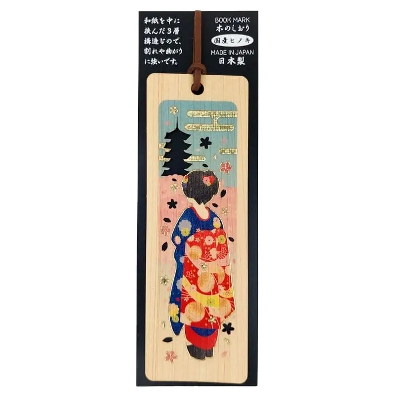 Kirjanmerkki Japanilainen sypressi Geisha & Pagoda
