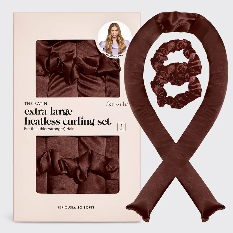 Kitsch The Satin XL Heatless Curling Set - Chocolate