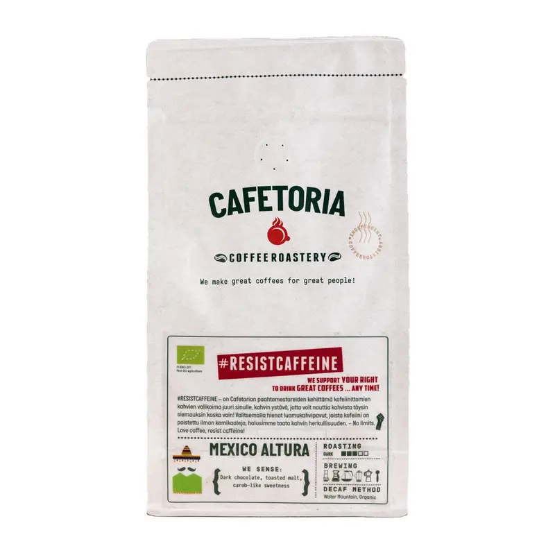 Kofeiinittomat luomukahvipavut (Mexico Altura), 250 g