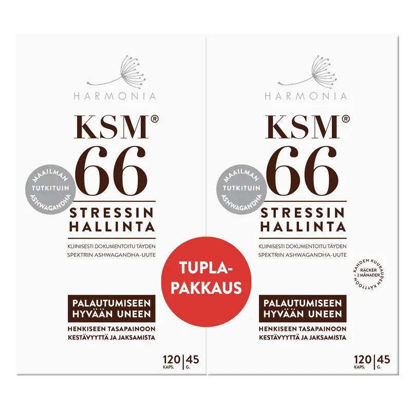 KSM66 Ashwagandha luomu 120+120 kaps, tuplapkt, Harmonia