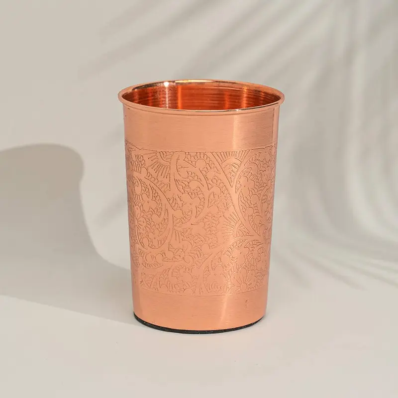 Kukkakuvioinen kuparimuki 300 ml – 100 % puhdasta kuparia