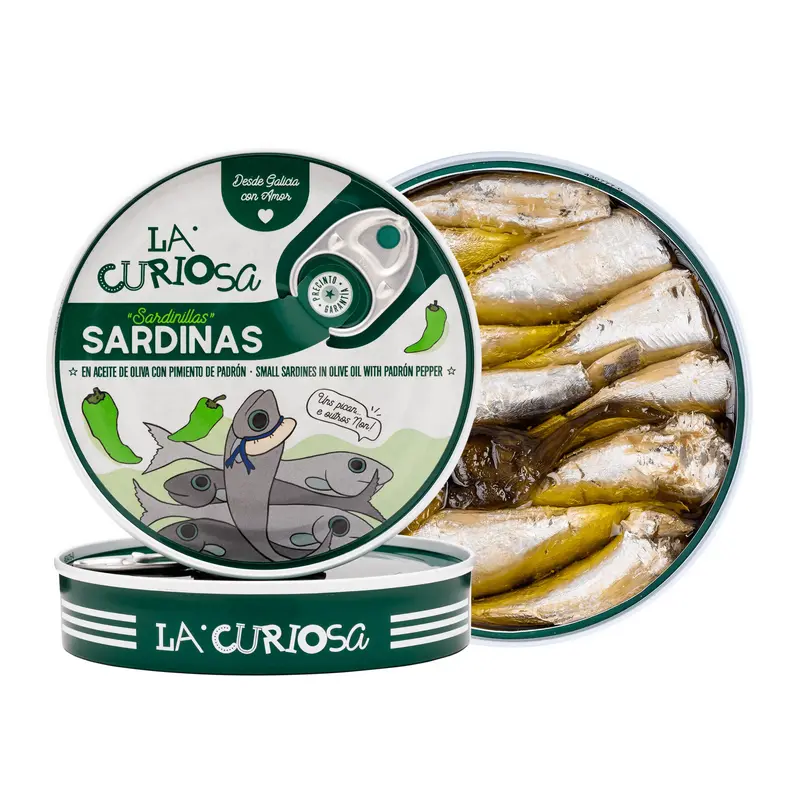 La Curiosa sardiinit Padrón paprikoilla oliiviöljyssä