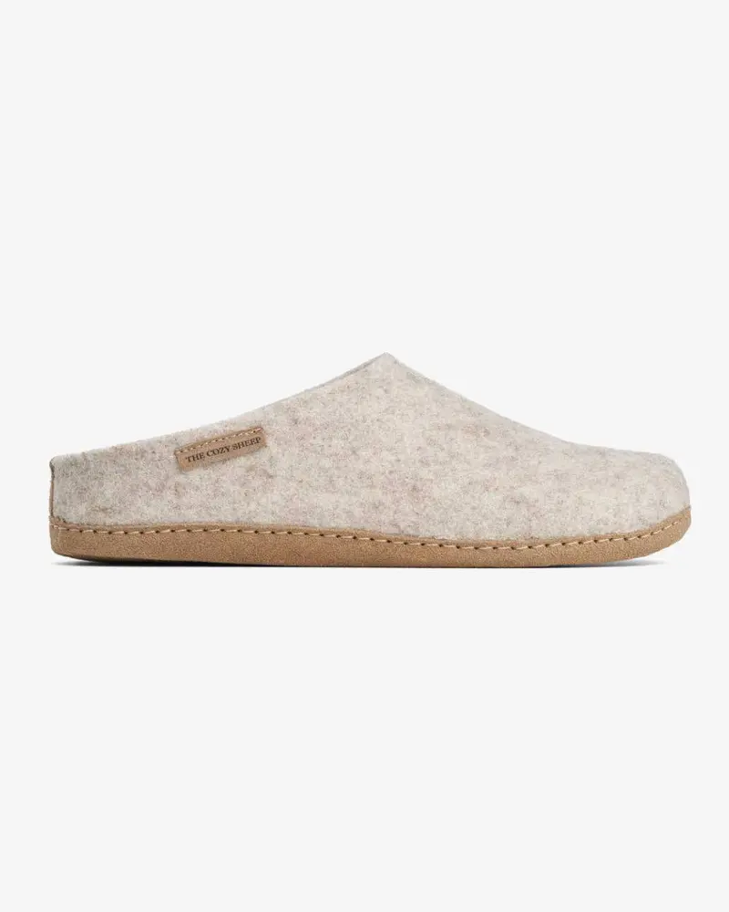 Lampaanvillatohvelit - beige, nahkapohja