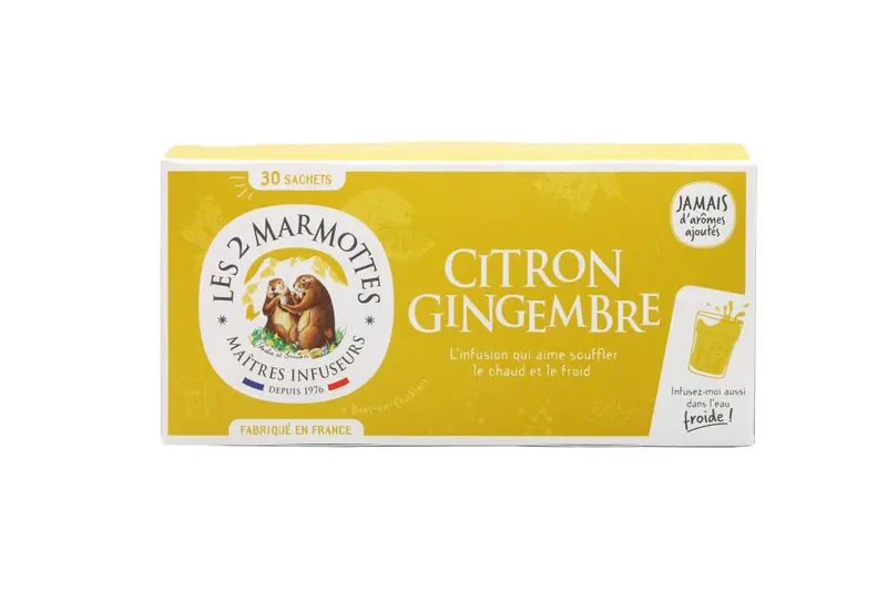 Les 2 Marmottes Citron Gingembre Yrttitee (Parasta ennen 30.11.2026)