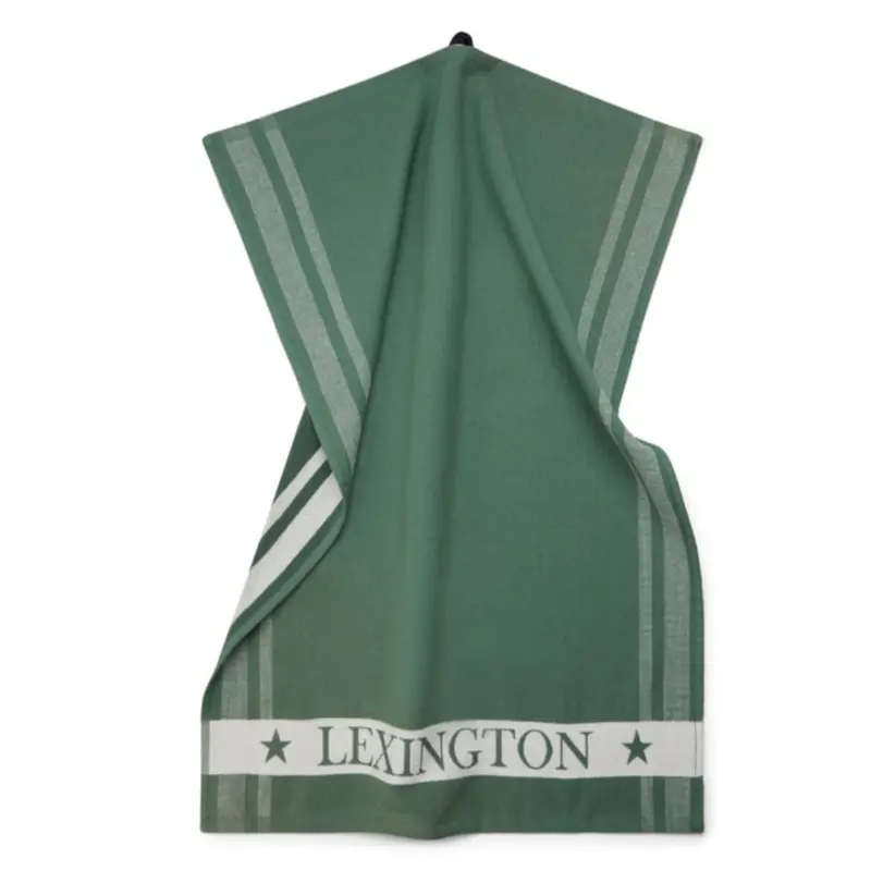 Lexington keittiöpyyhe logolla luomupuuvillafroteeta 50*70cm, vihreä
