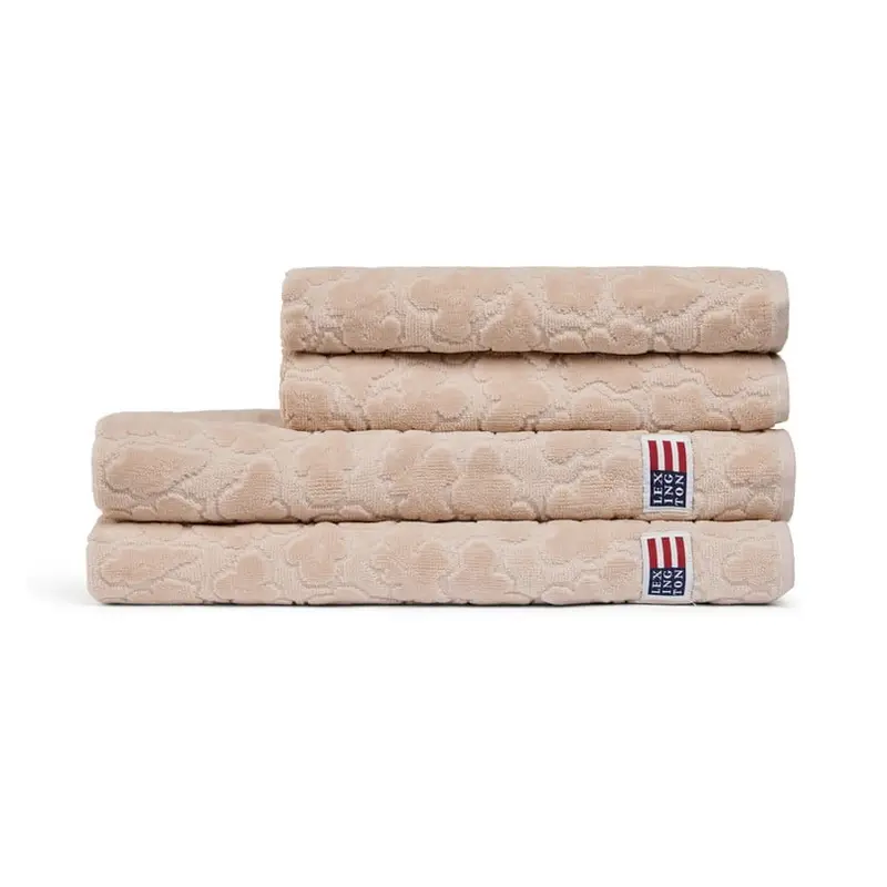 Lexington velour pyyhe Jacquard lehti kuvioinnilla 50*70cm, vaalea beige