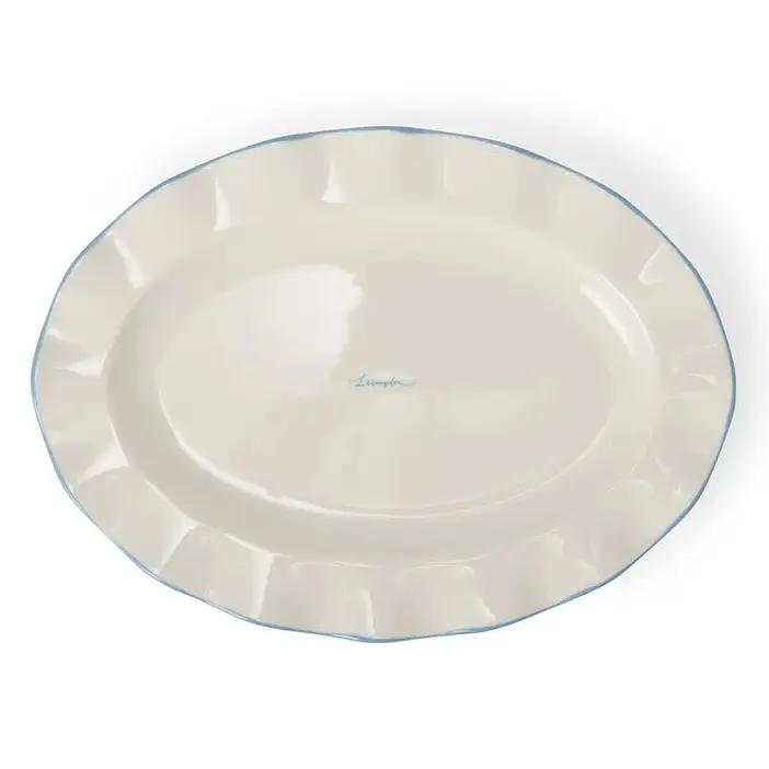Lexington Wavy tarjoilulautanen 30*22cm, sininen/valkoinen