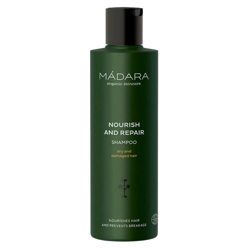 Madara Nourish and Repair Shampoo, kuiville ja vaurioituneille hiuksille 250 ml