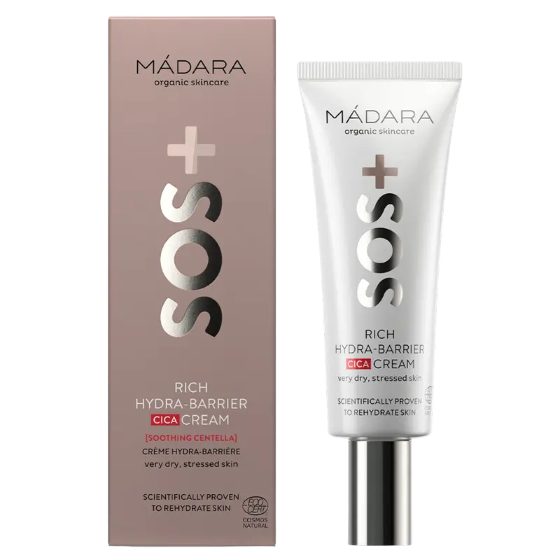 Madara SOS Hydration Rich Hydra-Barrier Cica Cream - Täyteläinen kasvovoide 40 ml - uudistuu