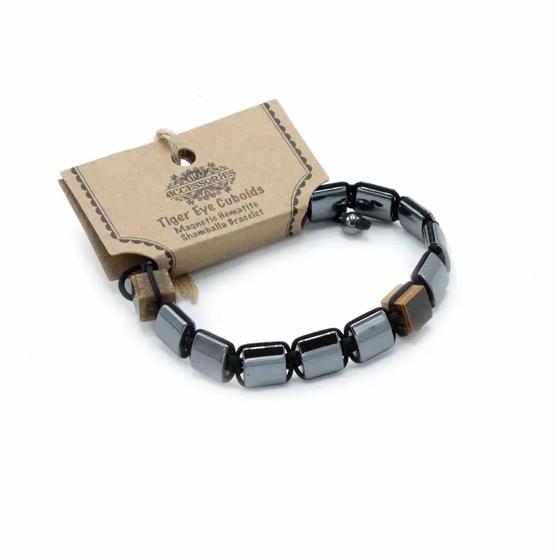 Magneettinen Hematiitti-Tiikerinsilmä Shamballa-rannekoru
