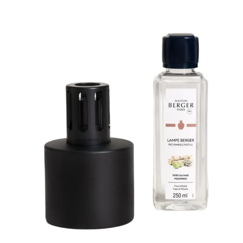 Maison Berger lahjapakkaus Illusion Pure Noir lamppu ja Wilderness tuoksuneste 250ml