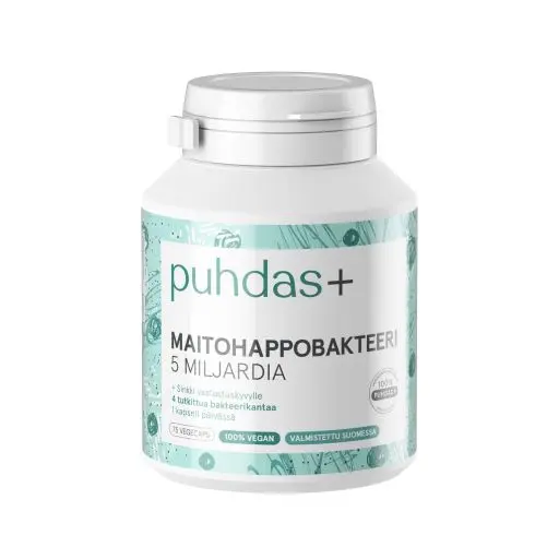 Maitohappobakteeri, 5 miljardia, 76,5 g, 75 kaps.
