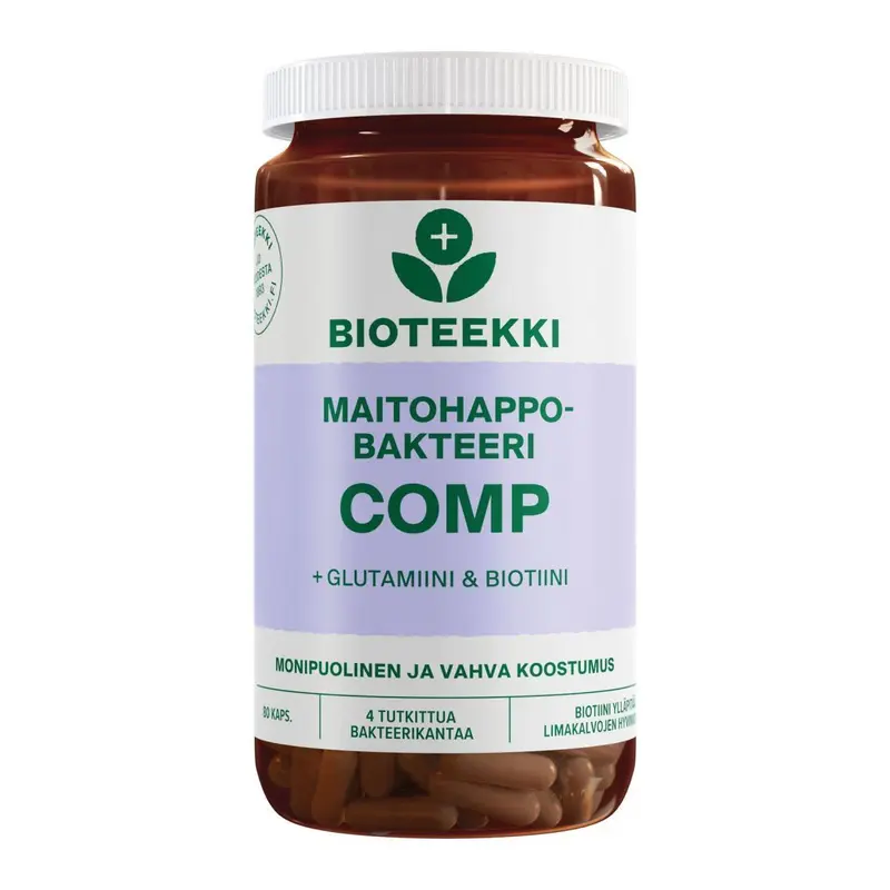 Maitohappobakteeri Comp + Glutamiini ja Biotiini 80kaps, Bioteekki