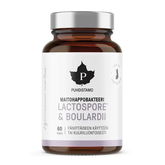 Maitohappobakteeri Lactospore + Boulardii 60 kaps, Puhdistamo