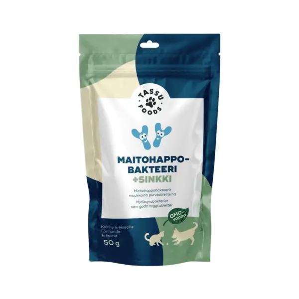 Maitohappobakteeri + sinkki 50 g koirille ja kissoille – Tassu Foods