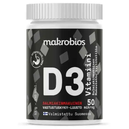 Makrobios D3-vitamiini 50 mikrog Salmiakki