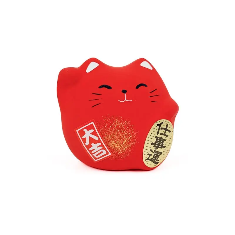Maneki Neko pyöreä punainen