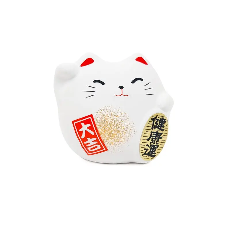 Maneki Neko pyöreä valkoinen