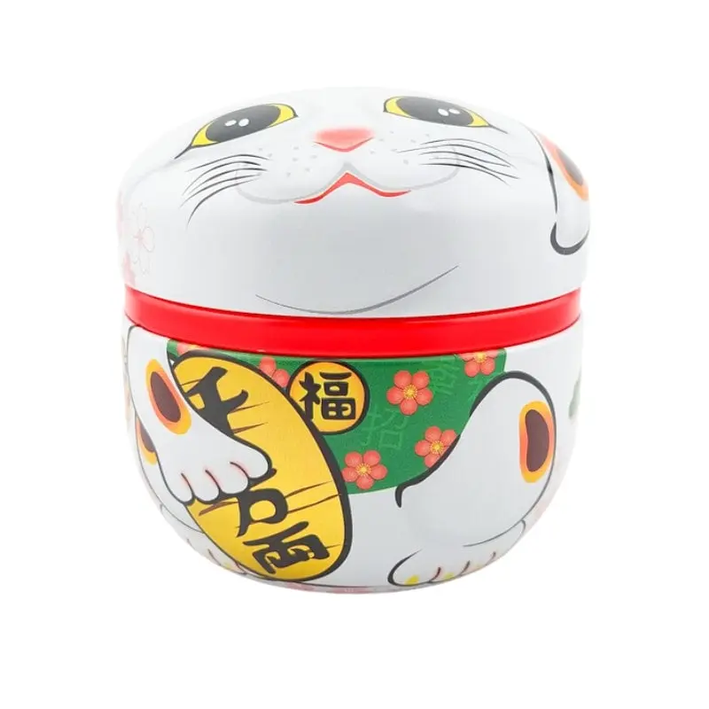 Maneki Neko Valkoinen metallinen teepakkaus
