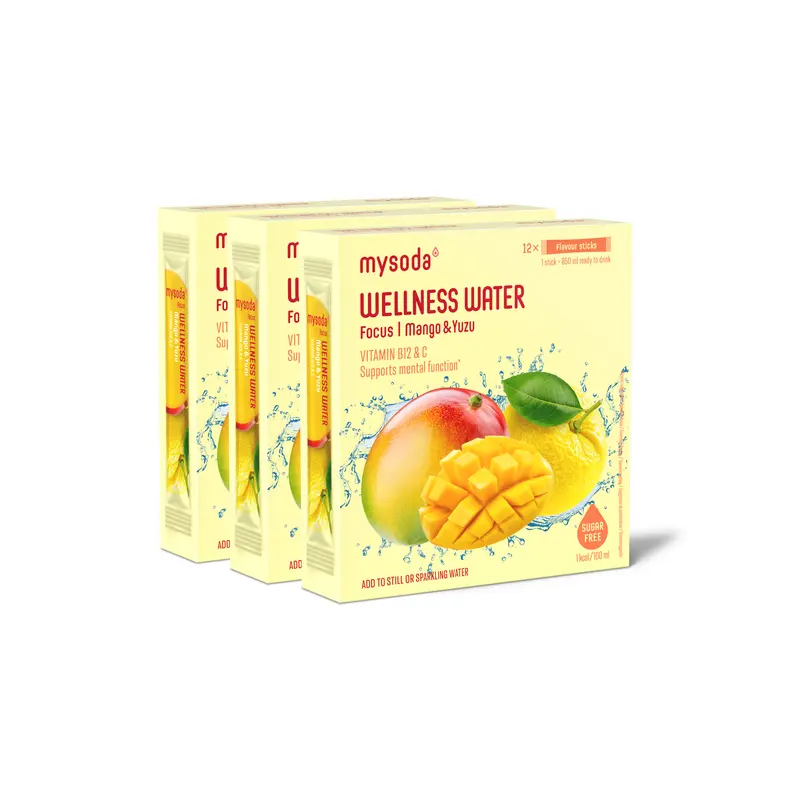Mango & Yuzu Wellness Water Focus 3-Pack