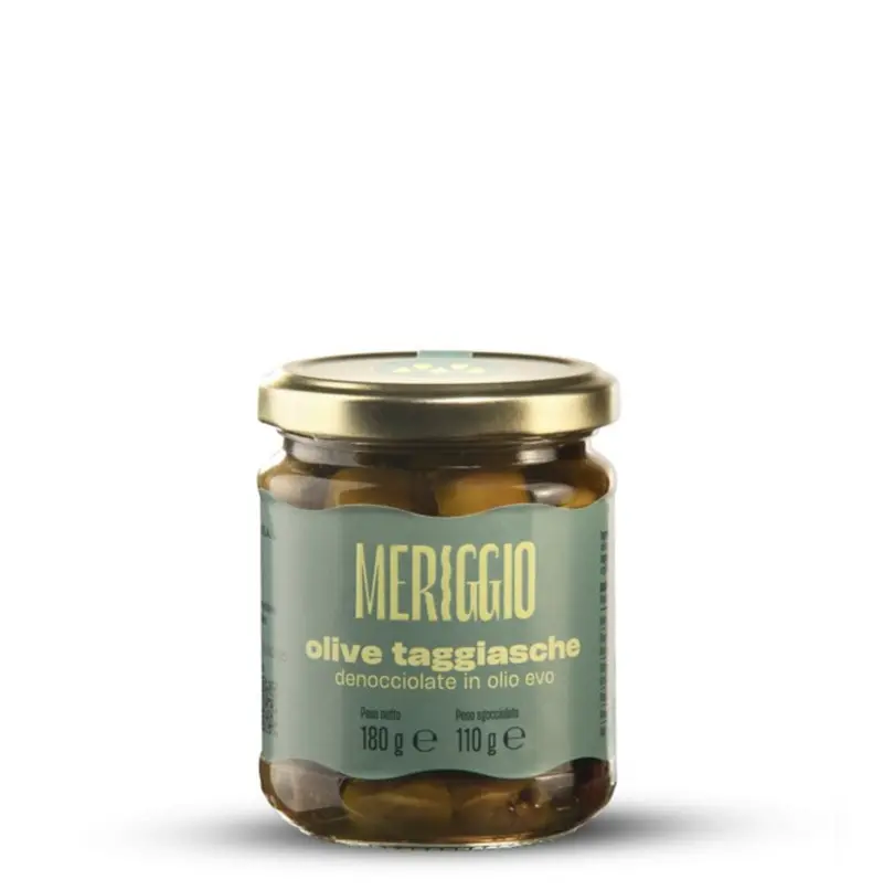 Meriggio Kivettömät Taggiasca-oliivit oliiviöljyssä 180g