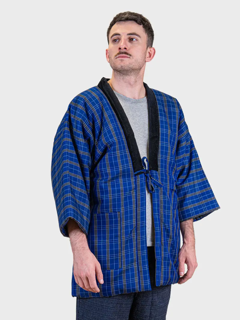 Miesten Hanten-takki – Sininen Kōshi-ruutu