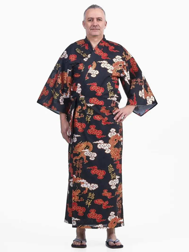 Miesten Yukata Kimono Ryū to Kumo Yukata Kimono Ryū to Kumo