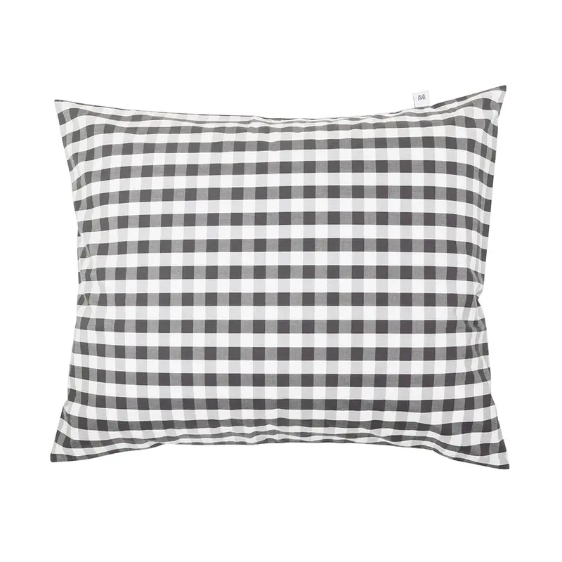 Mille Notti Casella tyynyliina puuvillaperkaalia 30*40cm, tummanharmaa/norsunluu