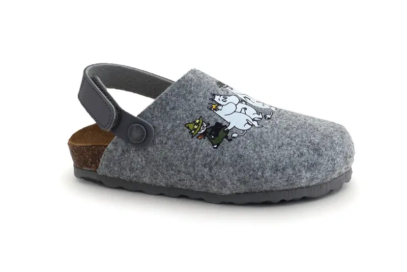 Moomin Kids Felt Slippers Grey