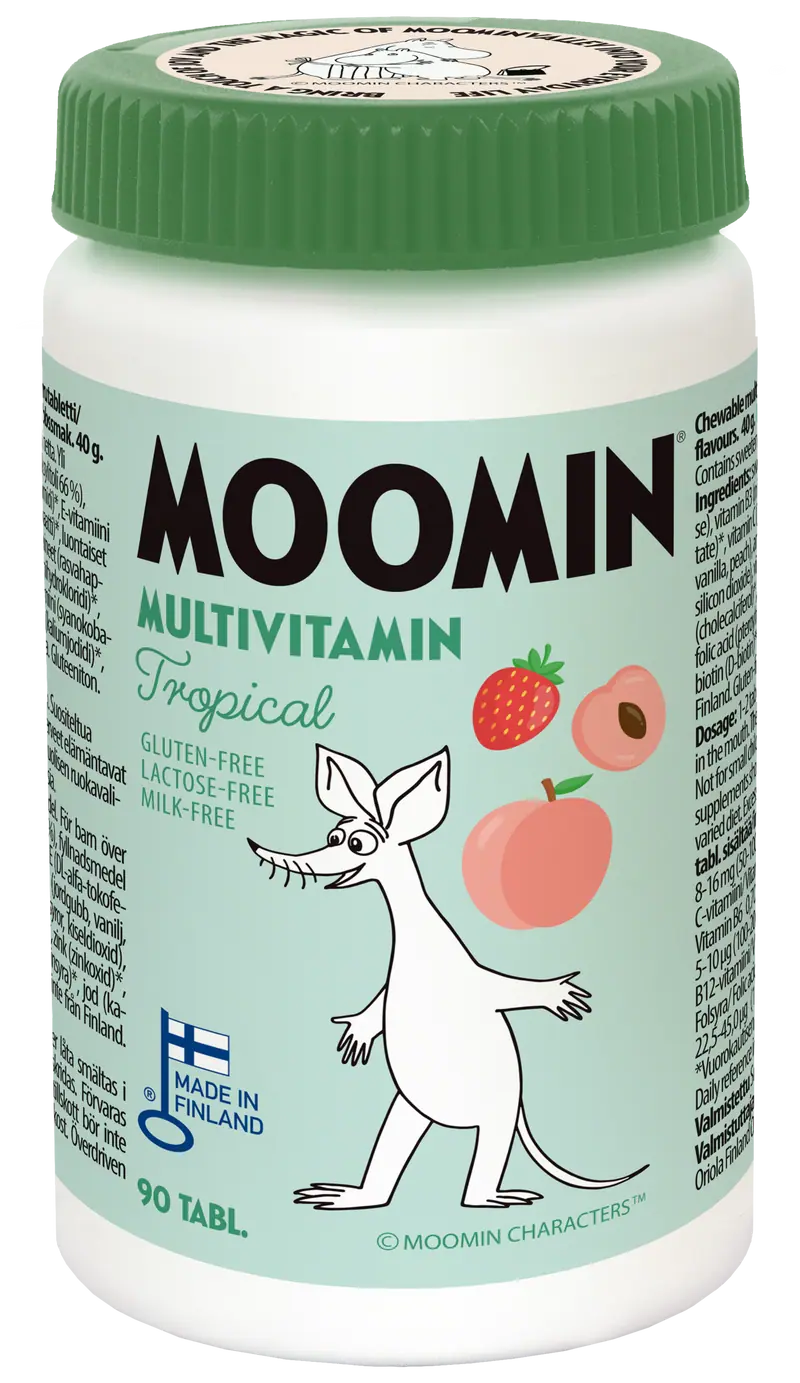 Moomin Monivitamiini tropical purutabletti 90kpl