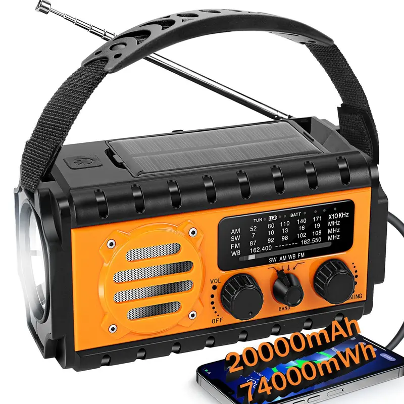 Multifunktionell nödradio med solcell
