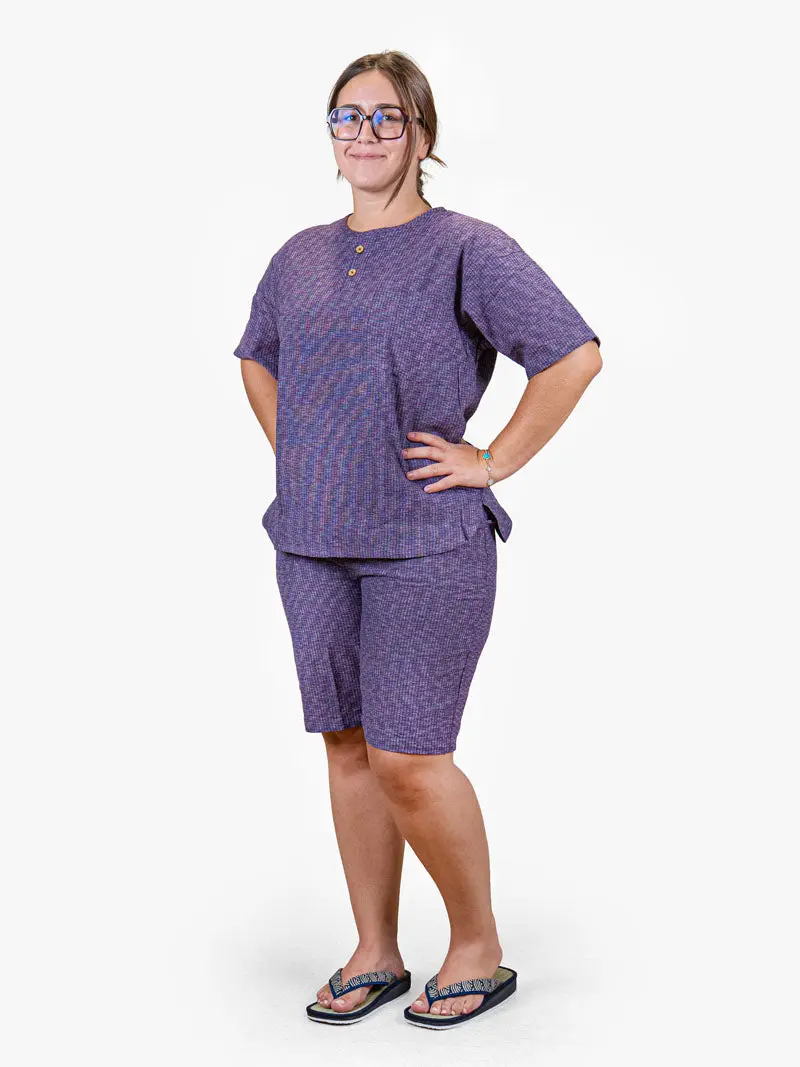 Naisten Japanilainen Jinbei-tyylinen Pyjama – Violetti